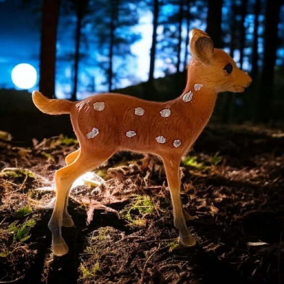 Vintage Reindeer Figure Mini Plastic Celluloid MCM Christmas Holiday Diorama - Picture 10 of 15